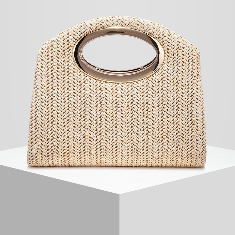 New Womens Straw-Weave Striped Evening Crossbody Bag - Image 6